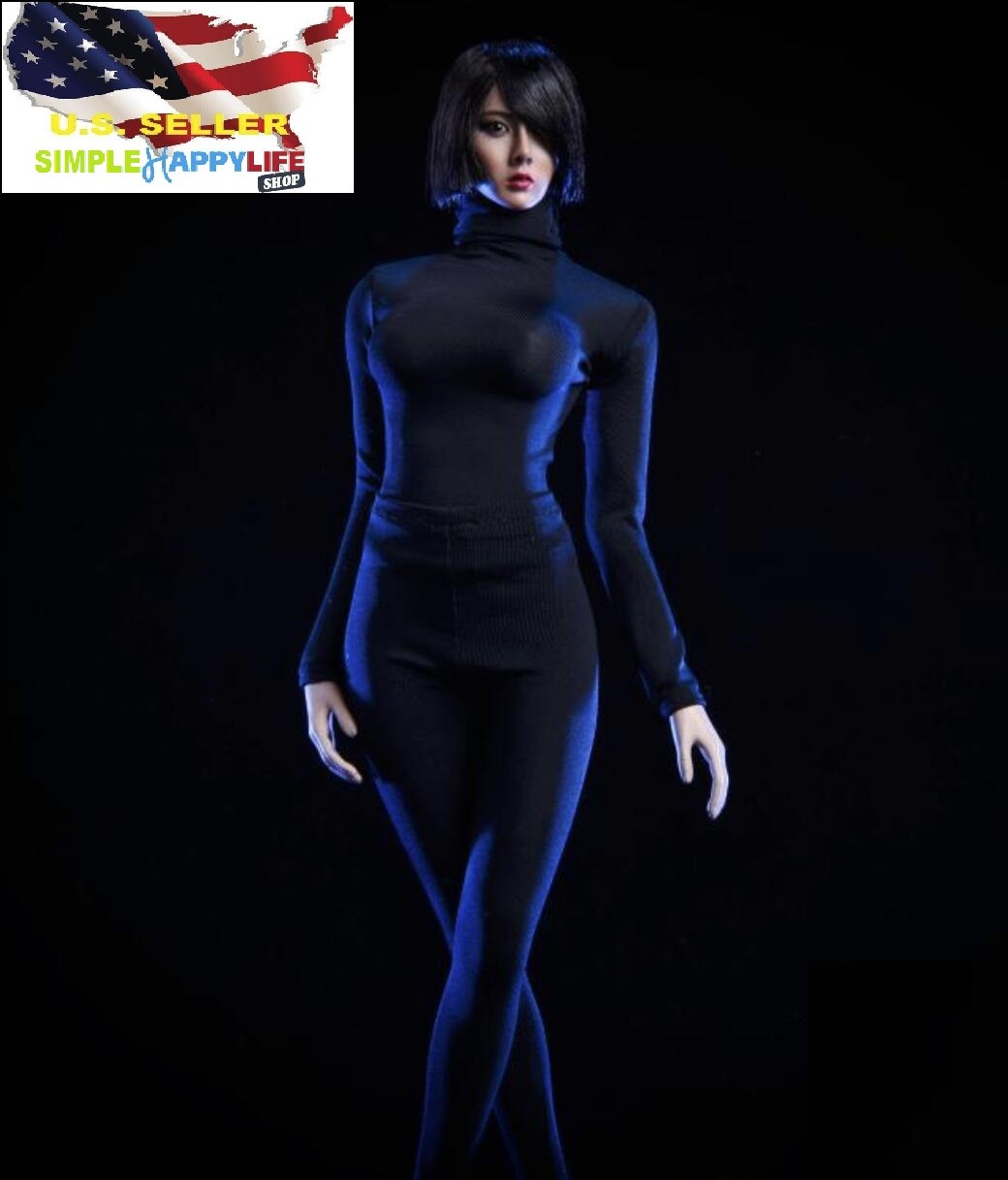 1/6 women black Slim Tights stretch suit for killer phicen hot toys kumik ❶USA❶