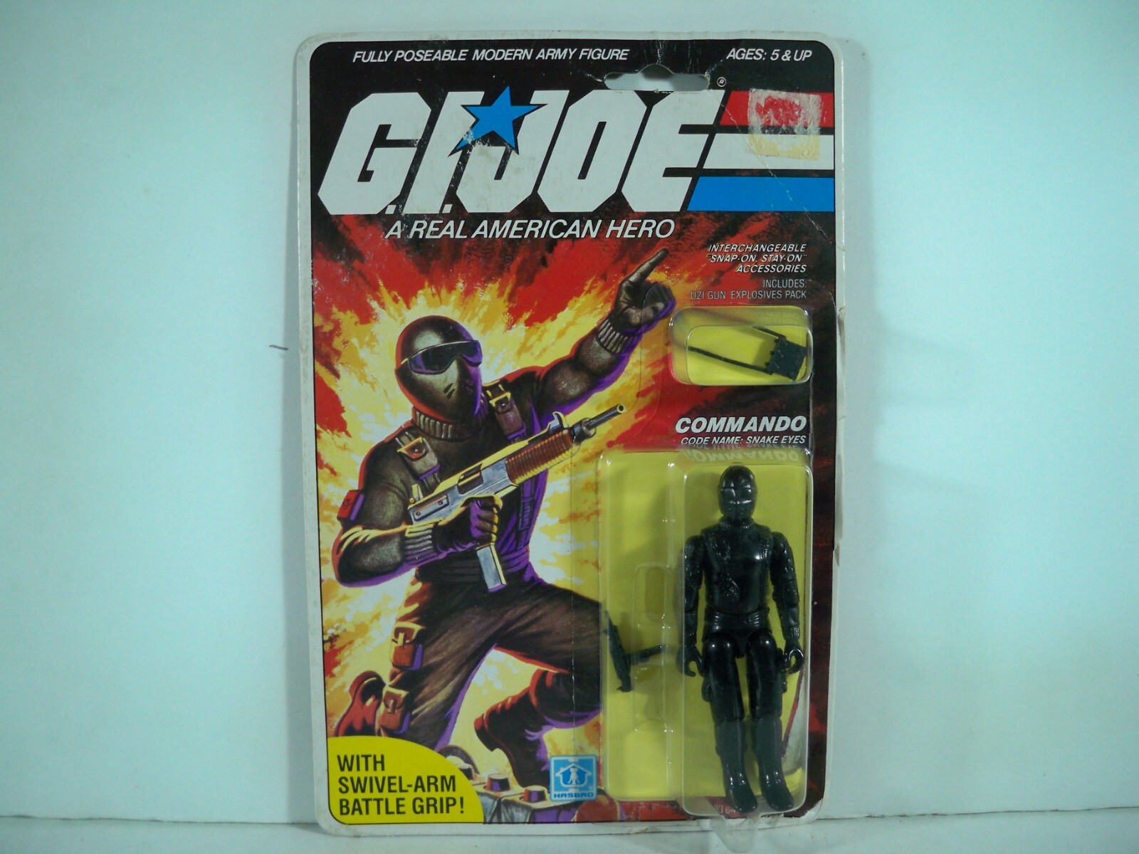 K24i99964 SNAKE EYES V1.5 OPEN CARD SWIVEL ARM 1983 GI JOE 100% COMPLETE VINTAGE