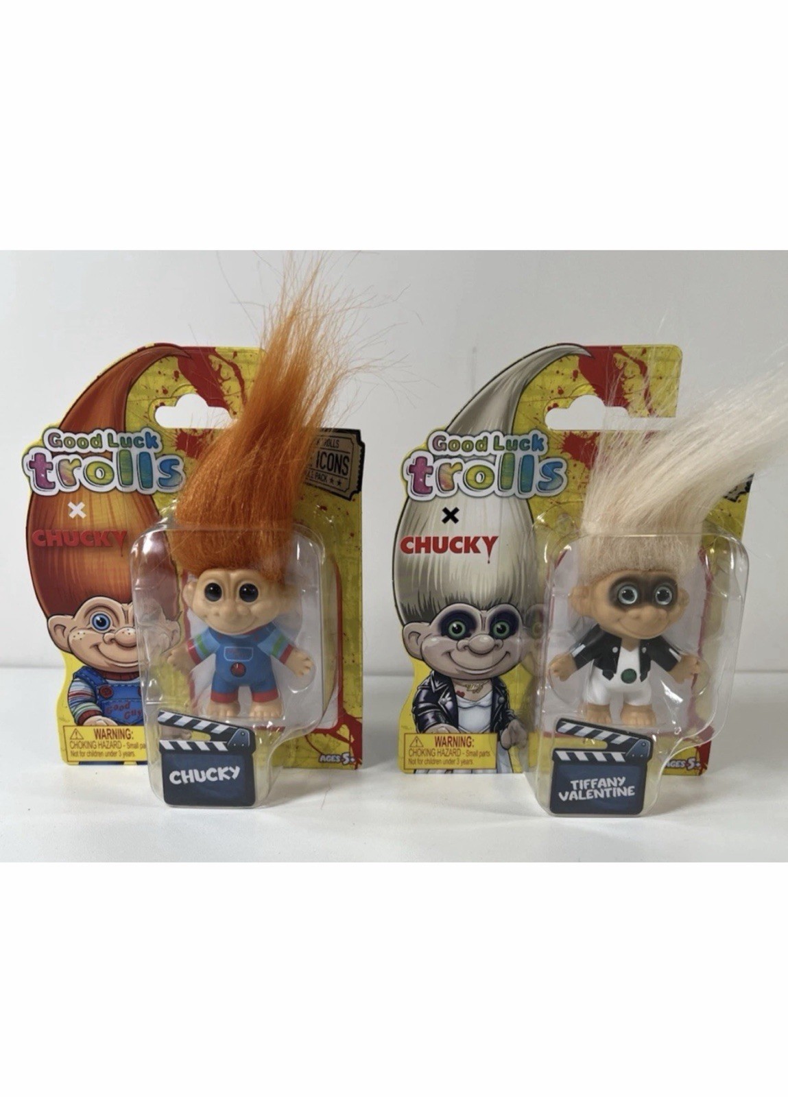 Good Luck Trolls Chucky and Bride Tiffany Valentine Troll 2.25&Prime; Doll Set of 2