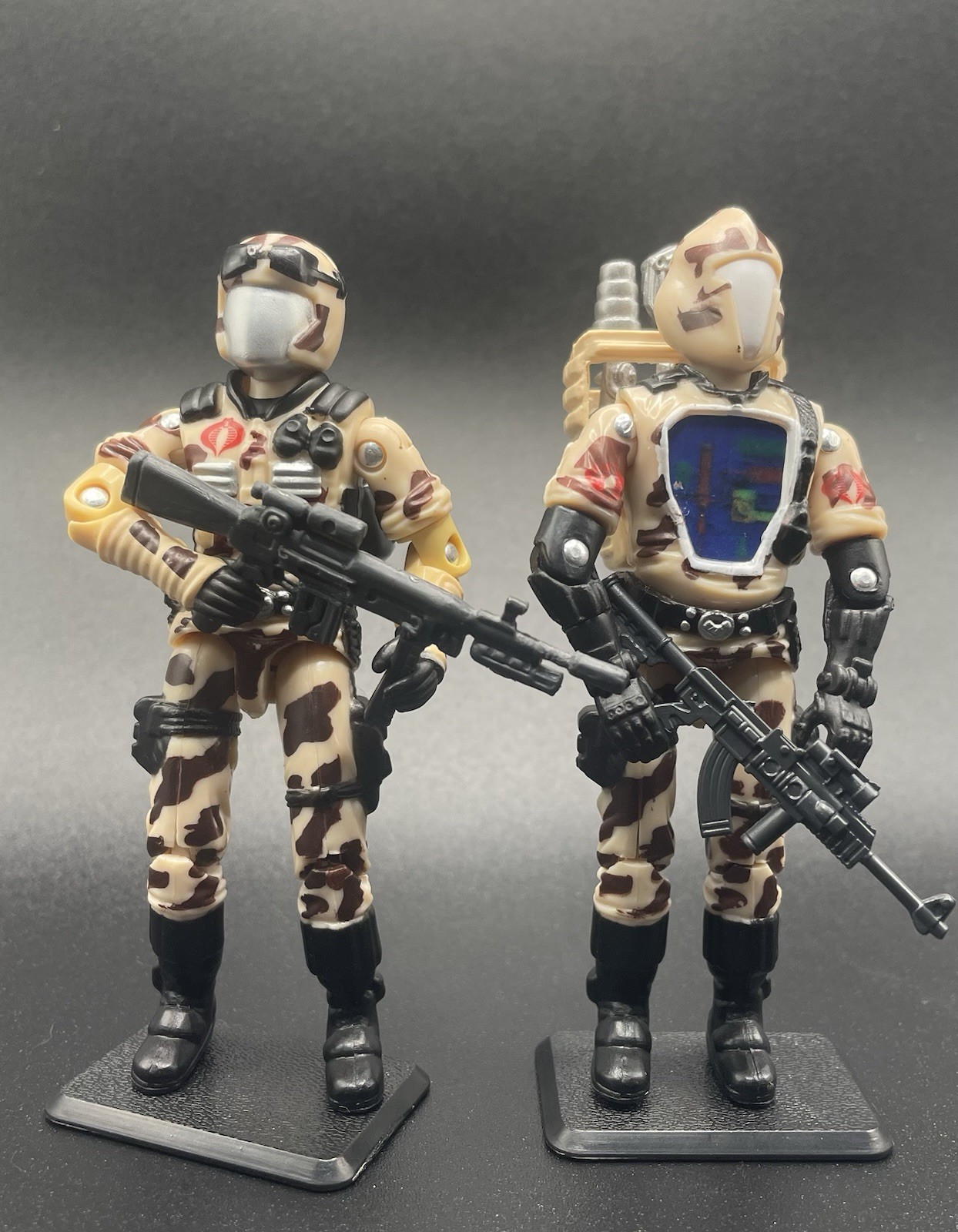 X2 Black Major Custom Gi Joe Cobra Dust Viper Bat Desert Camouflage Troopers