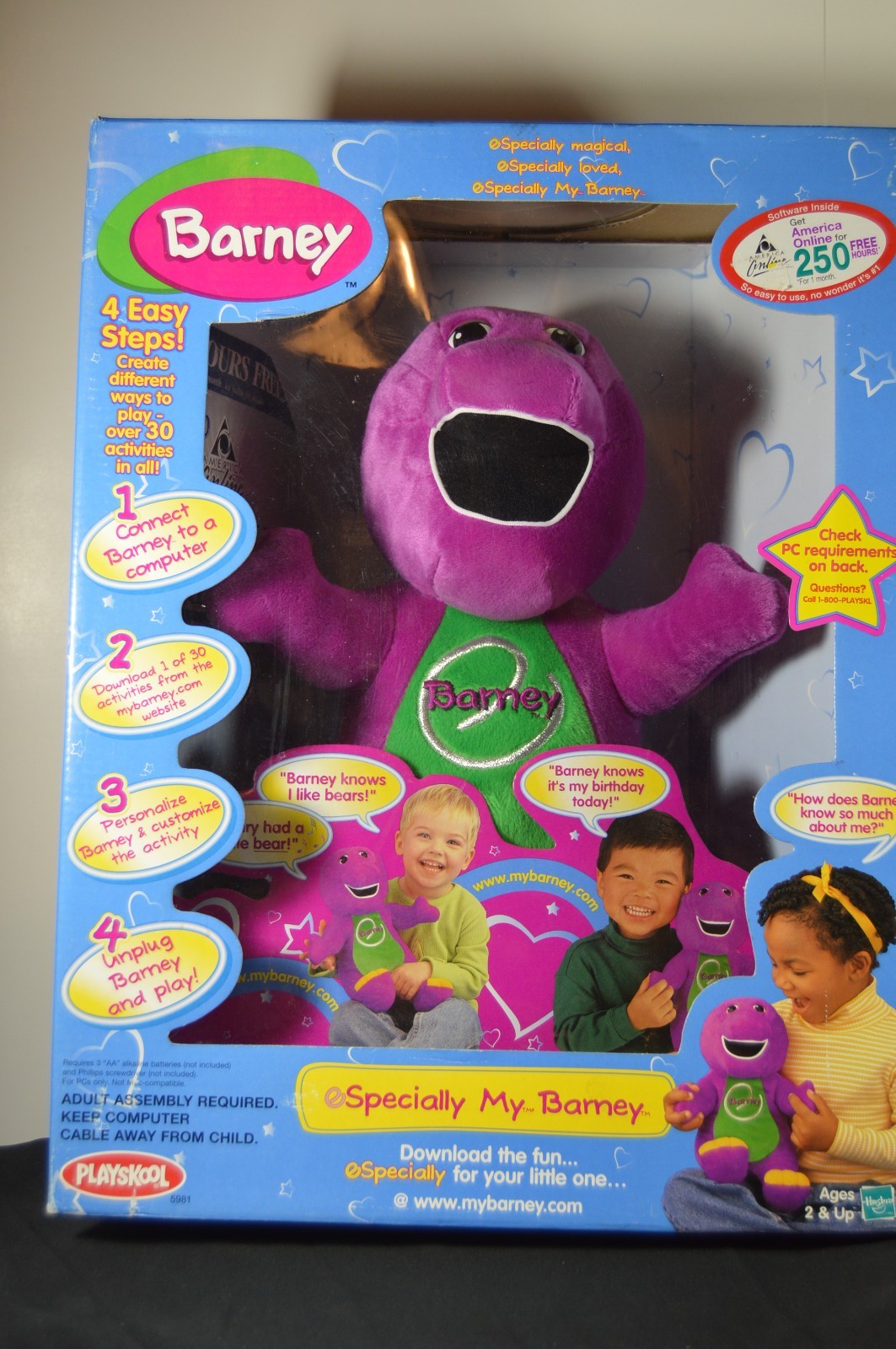Playskool eSpecially My Barney Plush 2000 in Original Box w/ Cord & Instructions