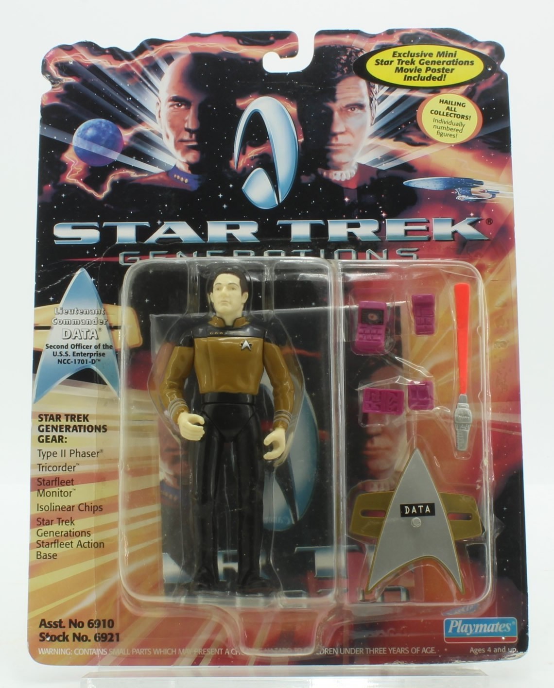Playmates – Star Trek Generations Lt Commander Data 4.75&Prime; Action Figure – 1994