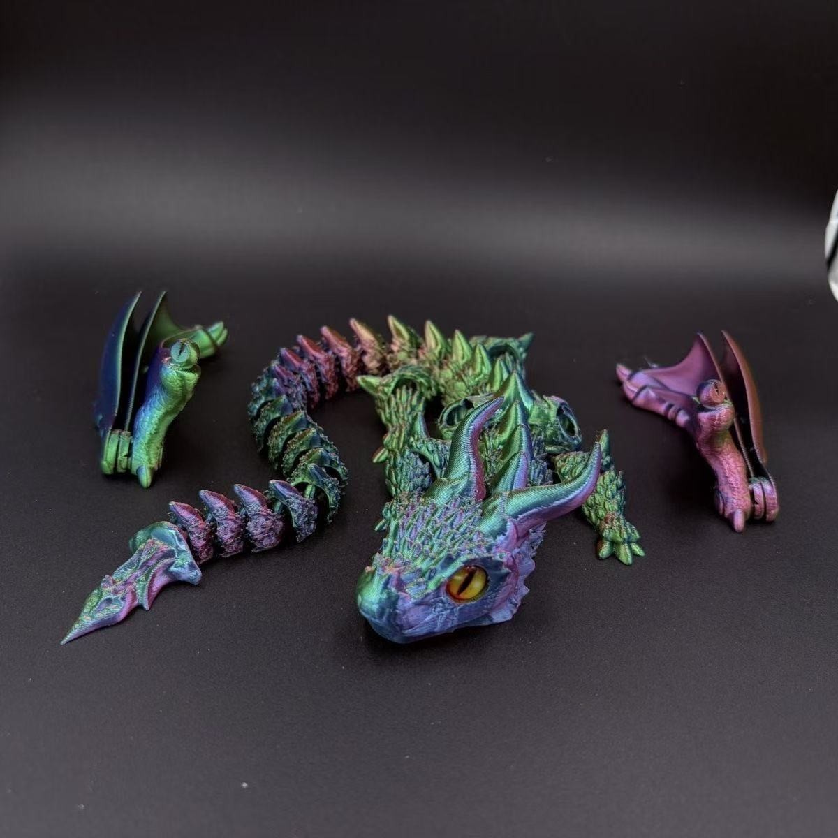 3D Printed Crystal Dragon Flexible Articulated Dragon Fidget Toys Desktop Decor