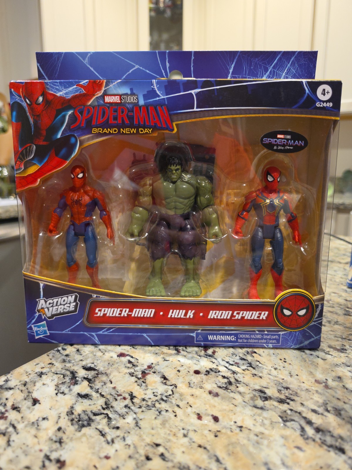 Spider-Man Brand New Day ActionVerse 3 Pack Figure Hulk Iron Spider 4in NEW