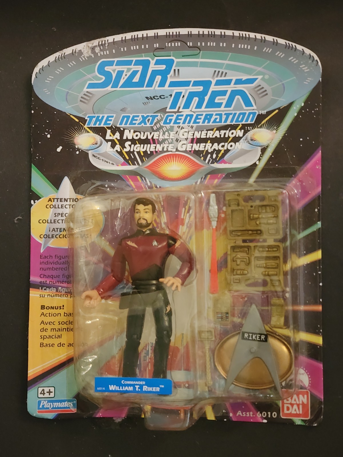 FRENCH Star Trek Next Generation William Riker 1992 Playmates Figurine Sealed
