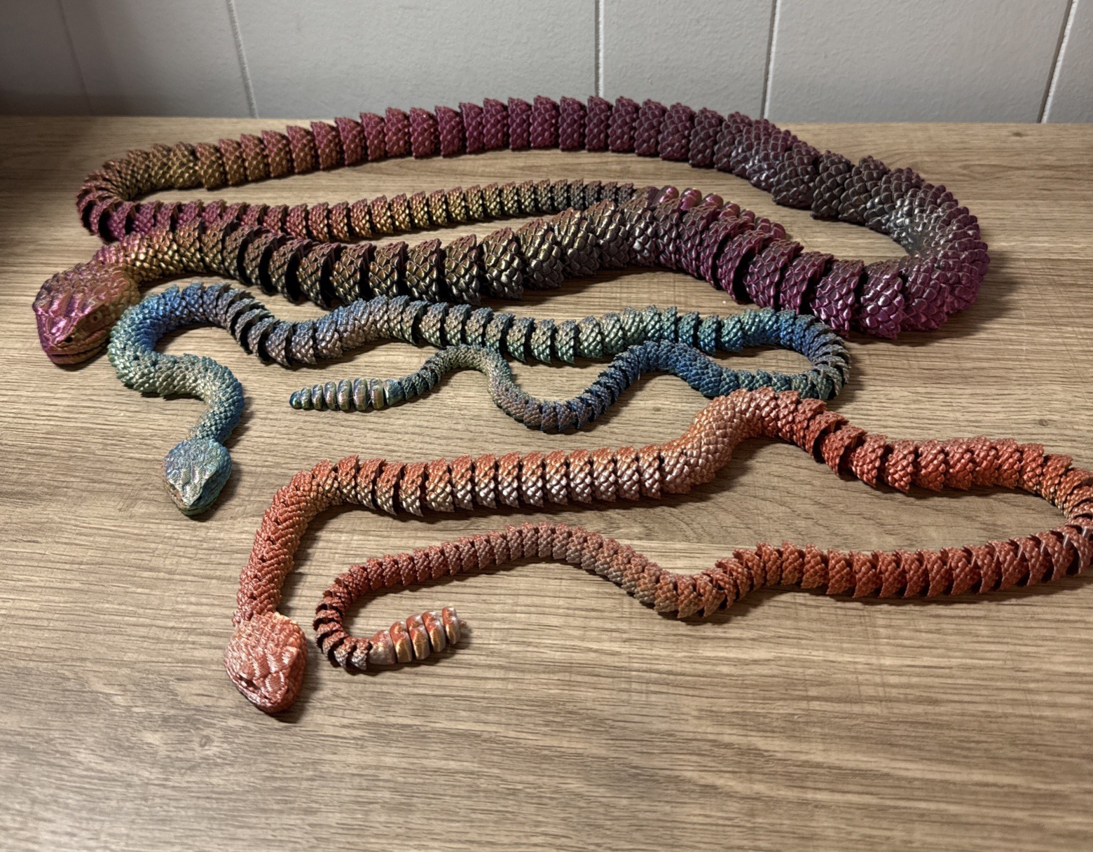 Lot Of Small Medium, Large Snakes 3D Printed Articulated Fully Flexible Snake L3