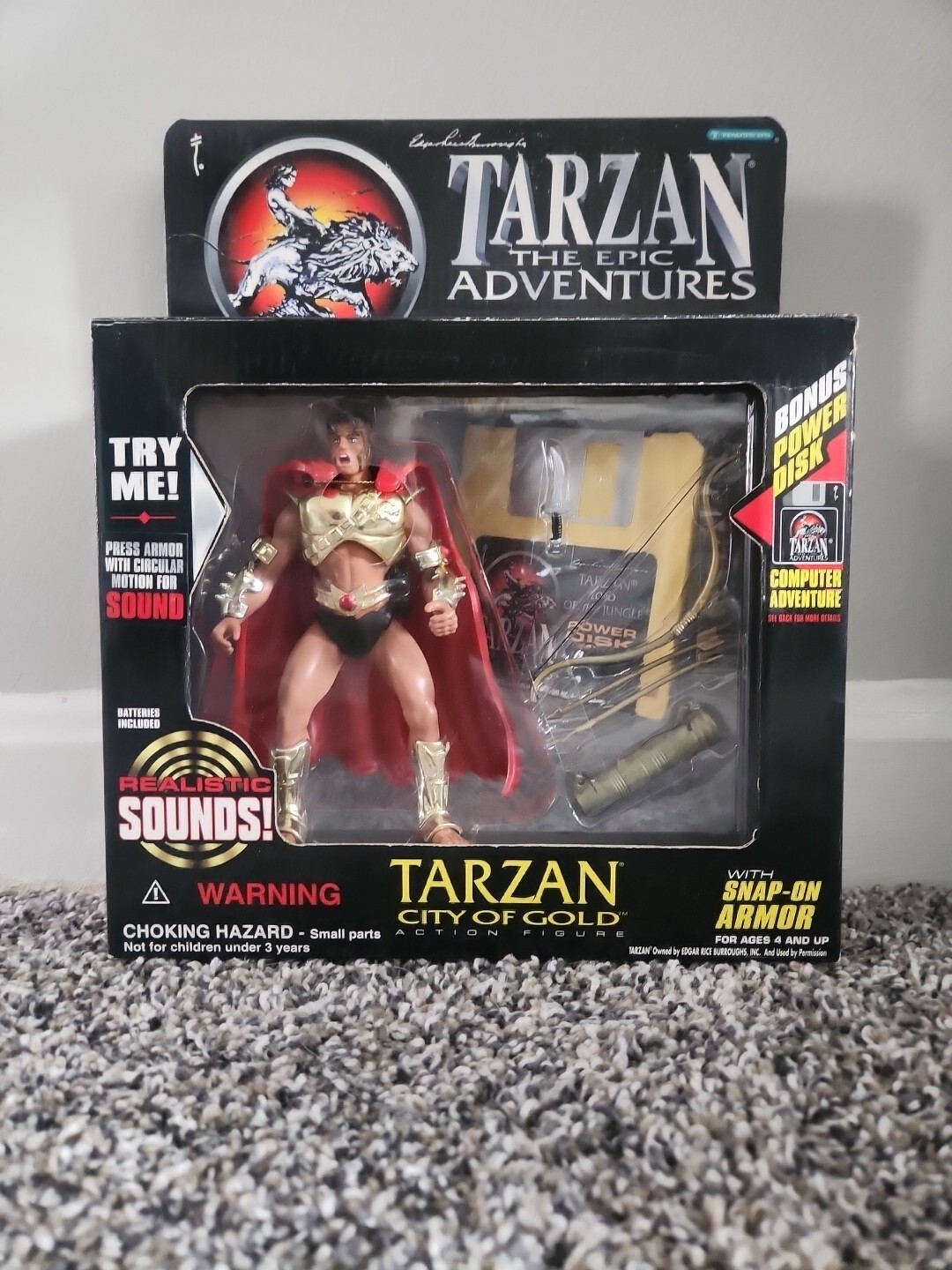 Vintage TARZAN City Of Gold The Epic Adventures w/Power Disk 1995 Trendmasters