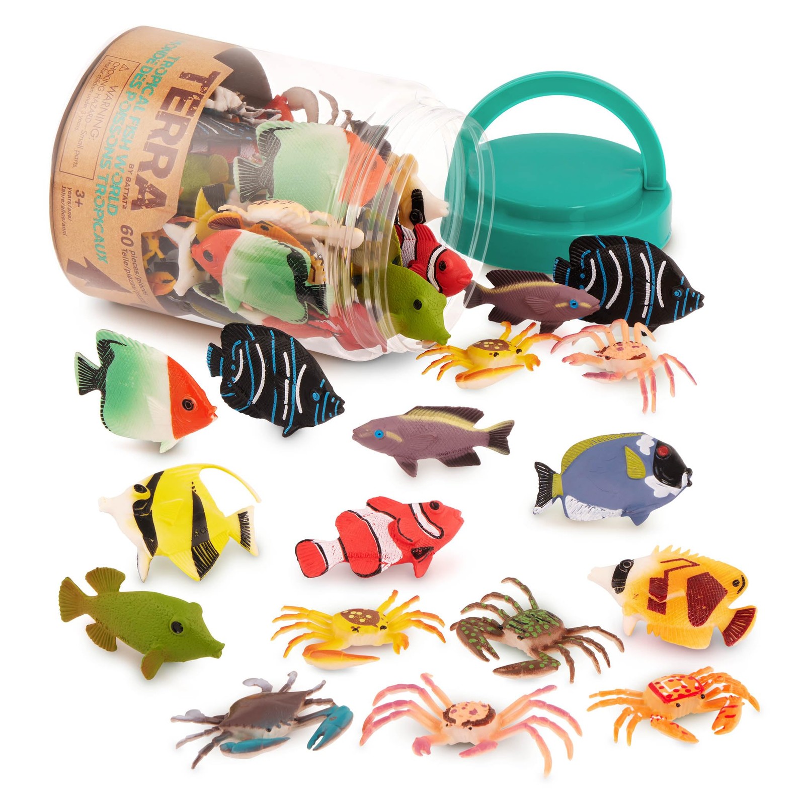 – 60pcs Tropical Fish & Crab Toys – Mini Plastic Ocean Animal Figurines for –…
