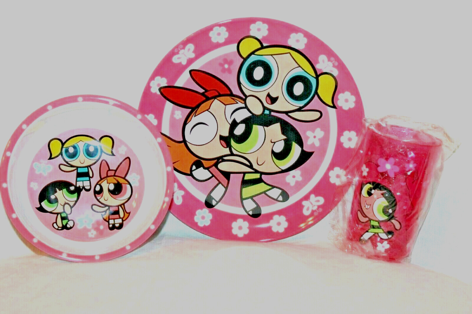 NEW POWERPUFF GIRLS 3 PIECE DINNERWARE SET