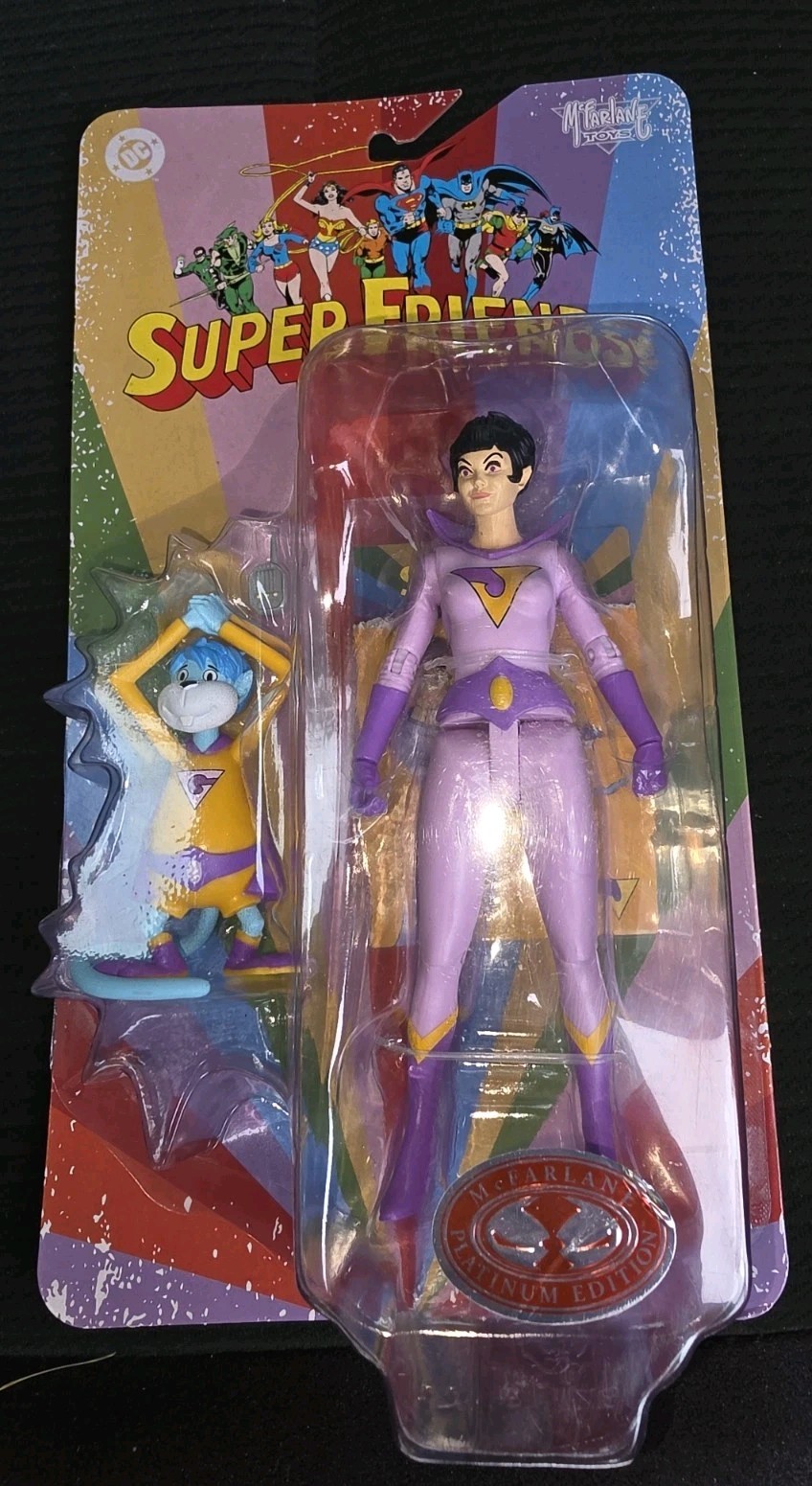 DC RETRO Jayna & Gleek Super Friends Red Platinum Edition Mcfarlane (New)