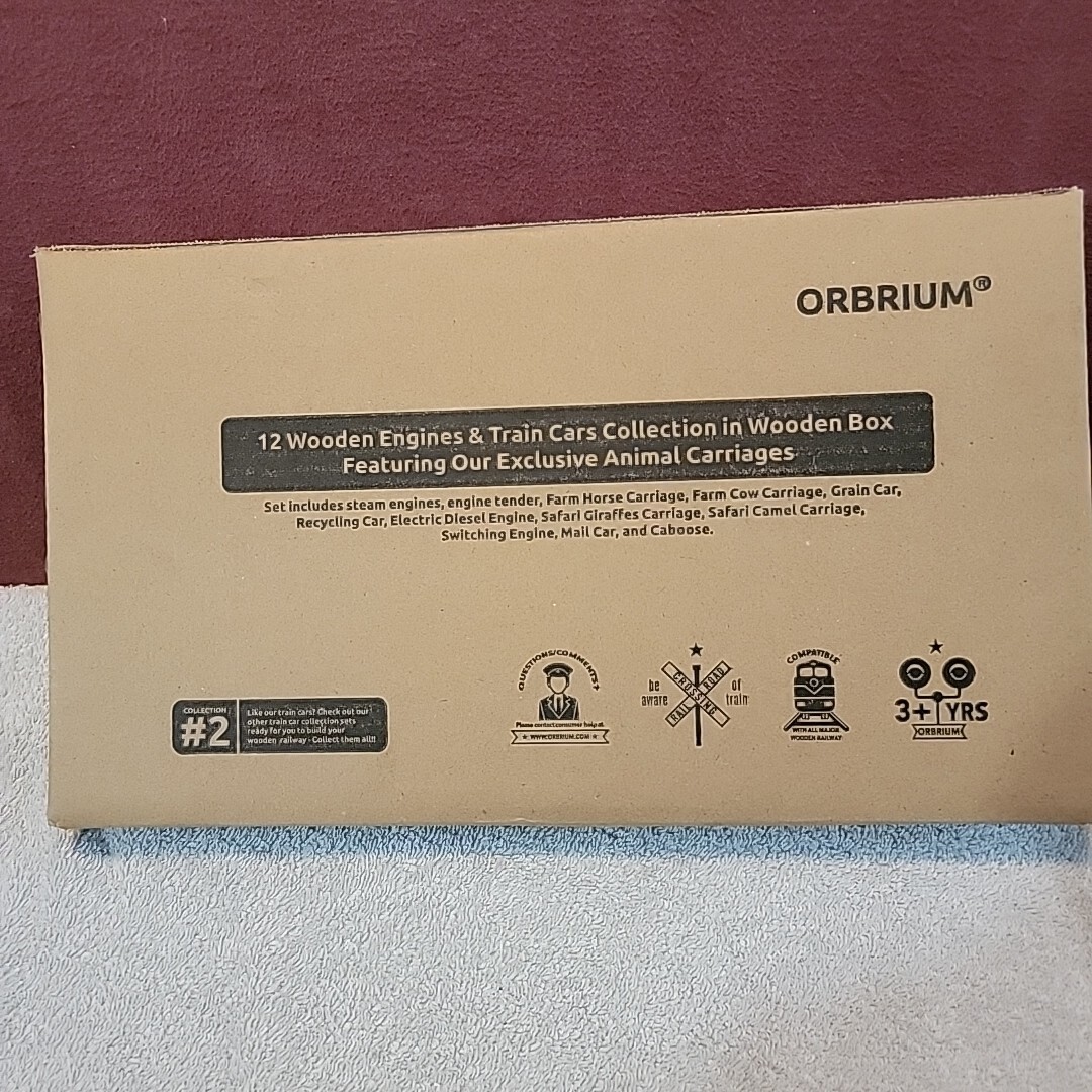 Orbrium 12 Wooden Trains Toy set in Wooden Box NEW