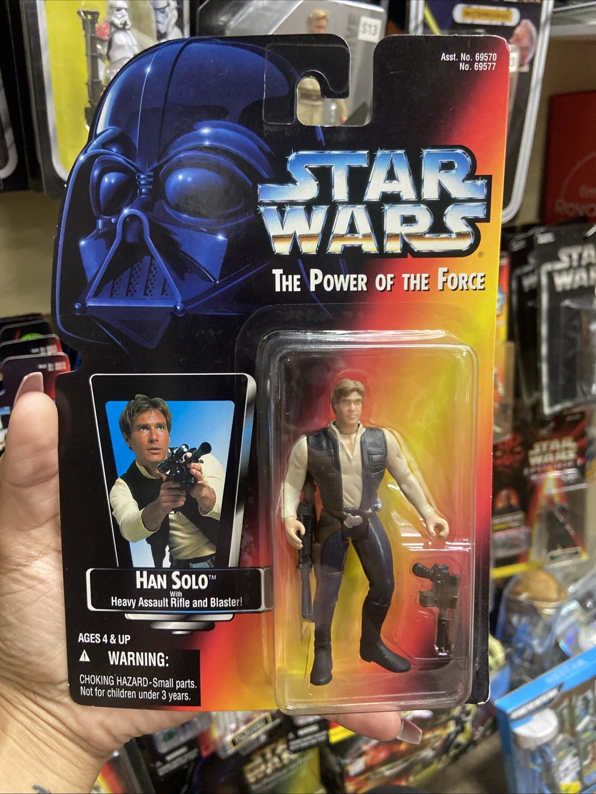 1995 Star Wars Power of the Force Han Solo with Heavy Assault Rifle & Blaster