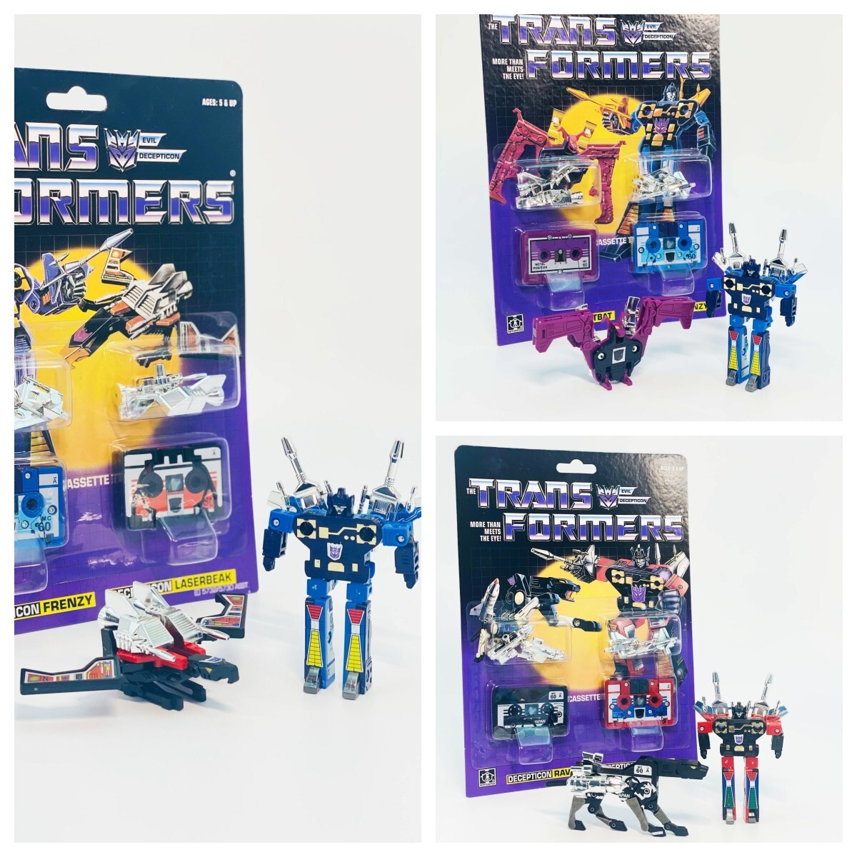 Transformers G1 3 sets cassettes Frenzy Laserbeak, Ravage Rumble, ratbat frenzy