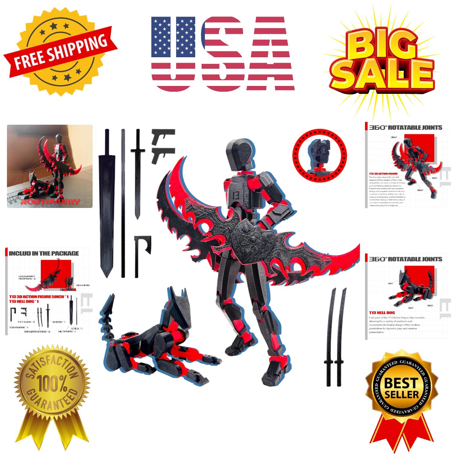 T13 3D Action Figure Set Assembly Completed,Dummy Robot Titan 13 Action Figur…