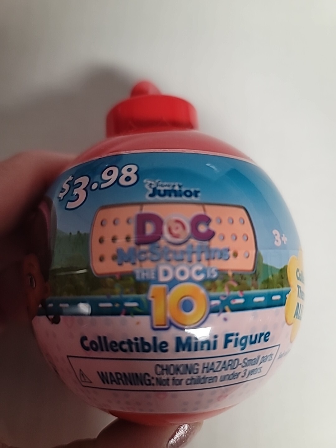 4~DISNEY JUNIOR DOC MCSTUFFIN PLASTIC ORNAMENT WITH MYSTERY MINI FIGURINE