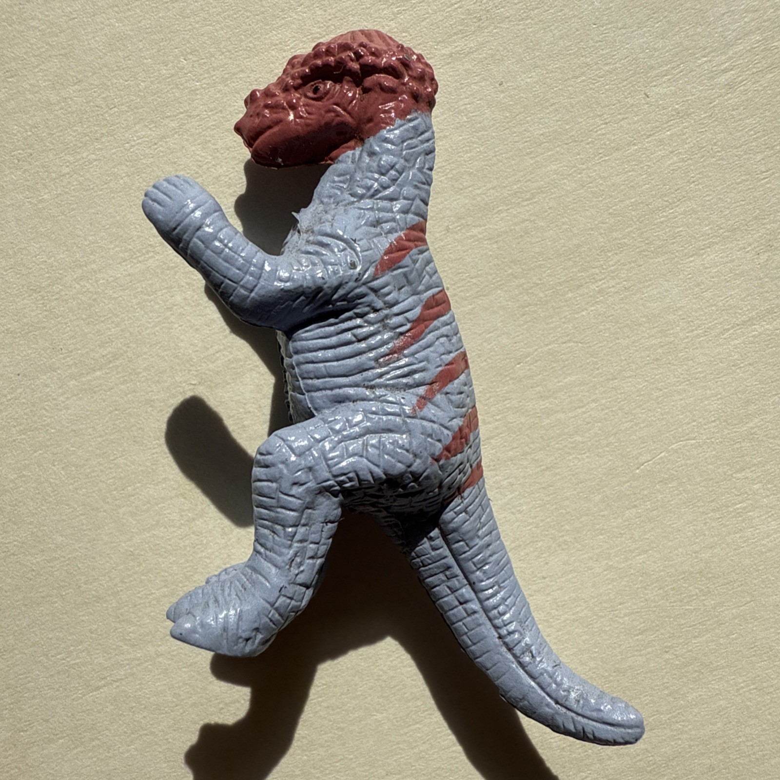 Dinosaur Hard Plastic Purple Red Pachycephalosaurus PVC Toy 3” 1983 Rare Collect