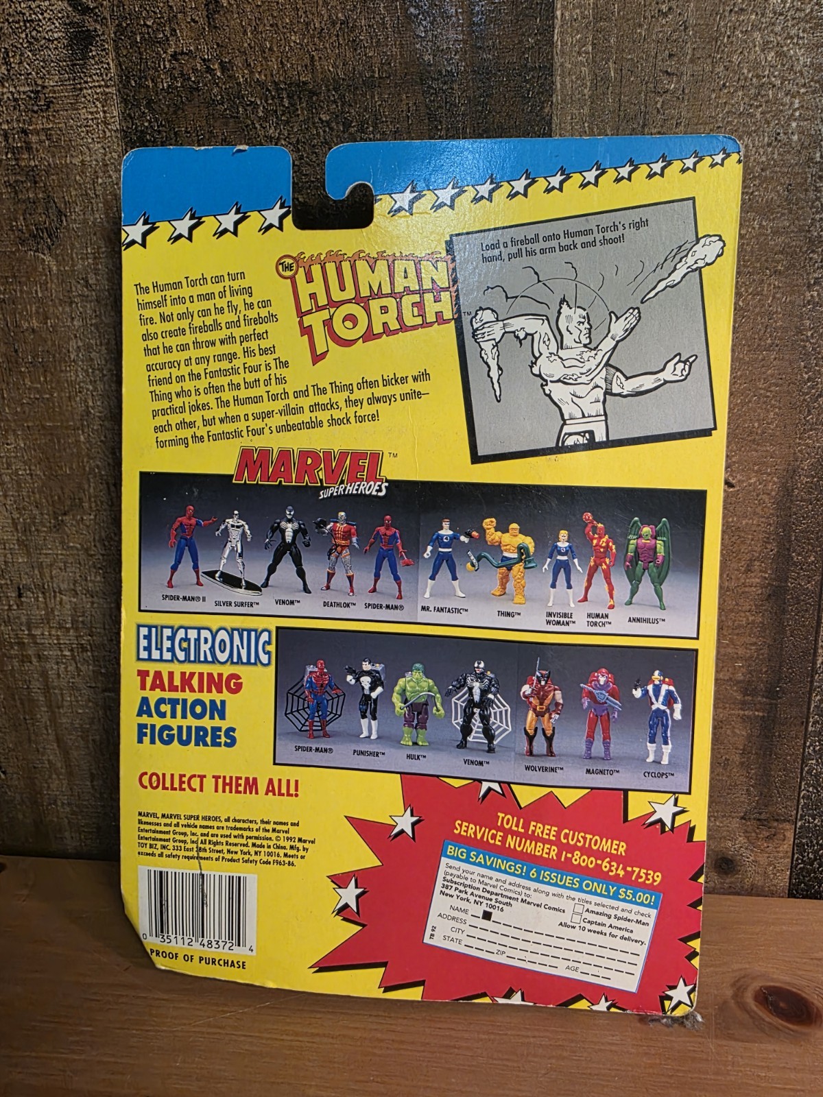 HUMAN TORCH Action Figure Marvel Super Heroes Toy Biz 1992 Fantastic Four New
