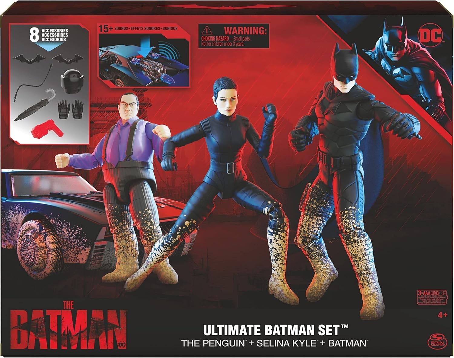 Light-Up Batmobile & 3 Action Figures – Ultimate Batman Playset for Ages 4+