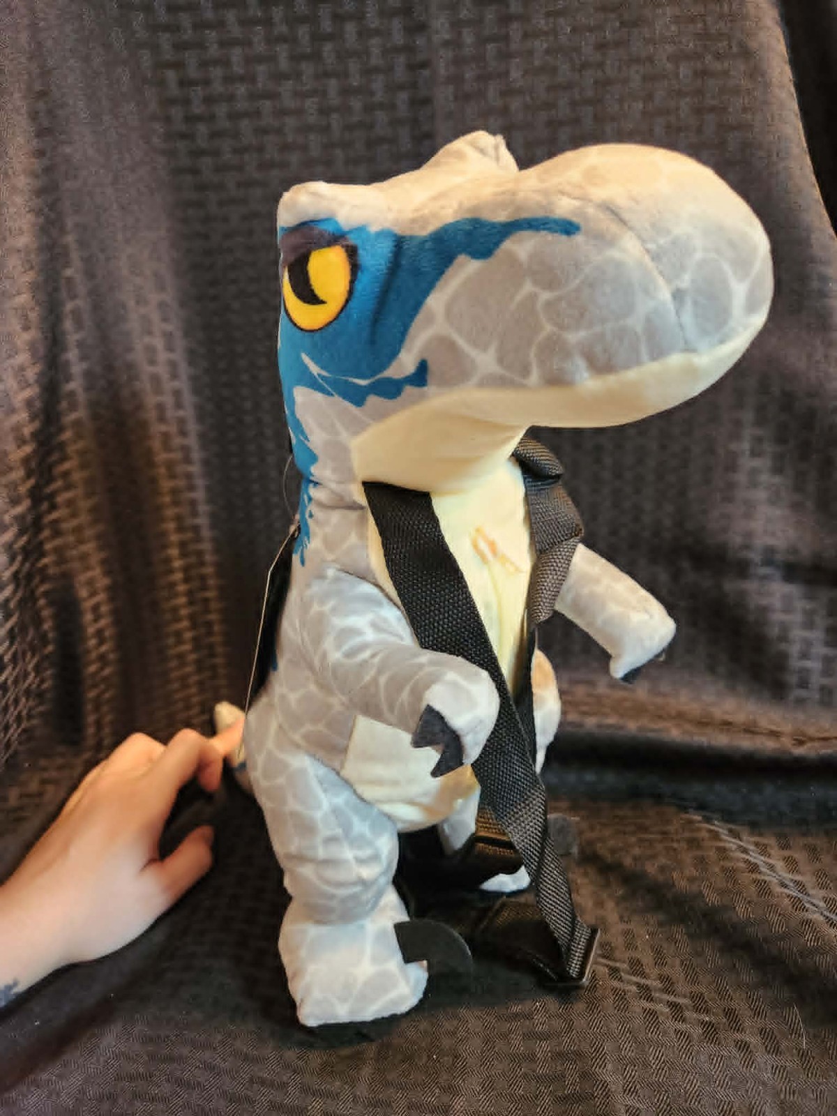 Jurassic World Velociraptor Blue 17-Inch Plush Backpack with Adjustable Straps