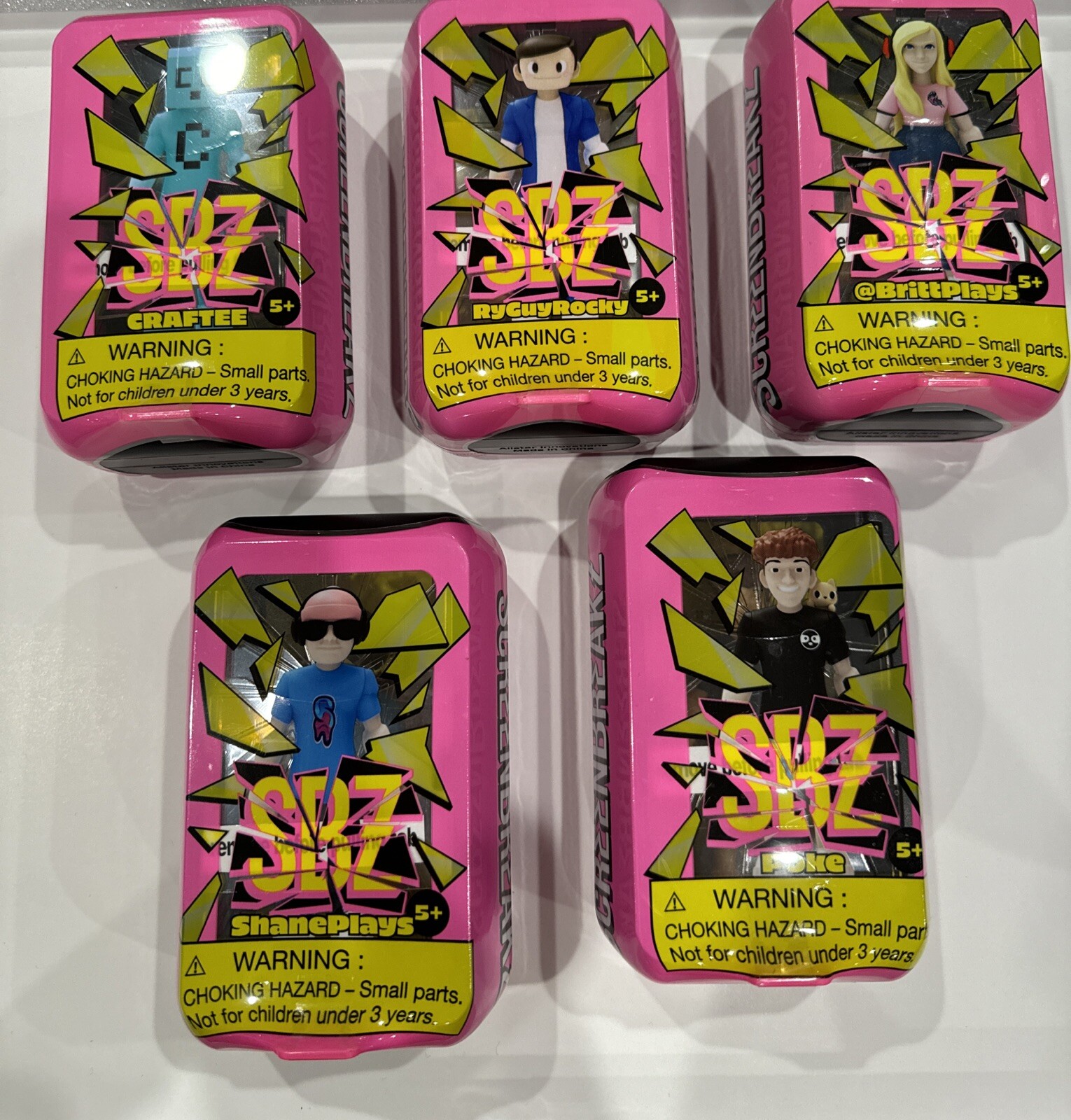 5 ScreenBreakZ Gamerz Collectible Poke,ShanePlays,BrittPlays,RyGuyRocky,craftee