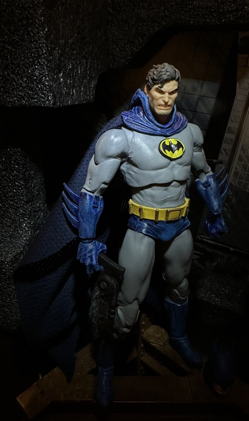 Custom McFarlane Batman Year 2 Figure Rare Cowl Unmasked Headswap W/ Base LOOK!!