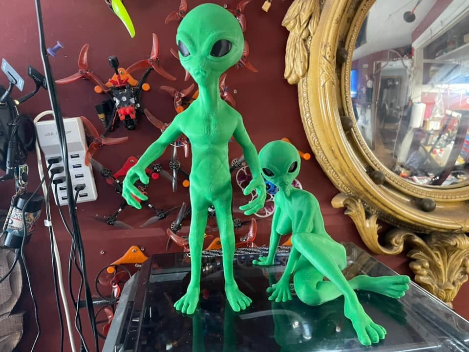Grey/Green Alien Action Figure Set! 12&Prime;