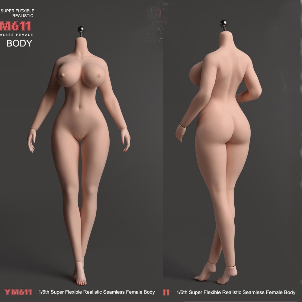YM611 1/6 Female Big Bust Suntan/Pale Plump Seamless Doll Body 12&Prime; Action Figure