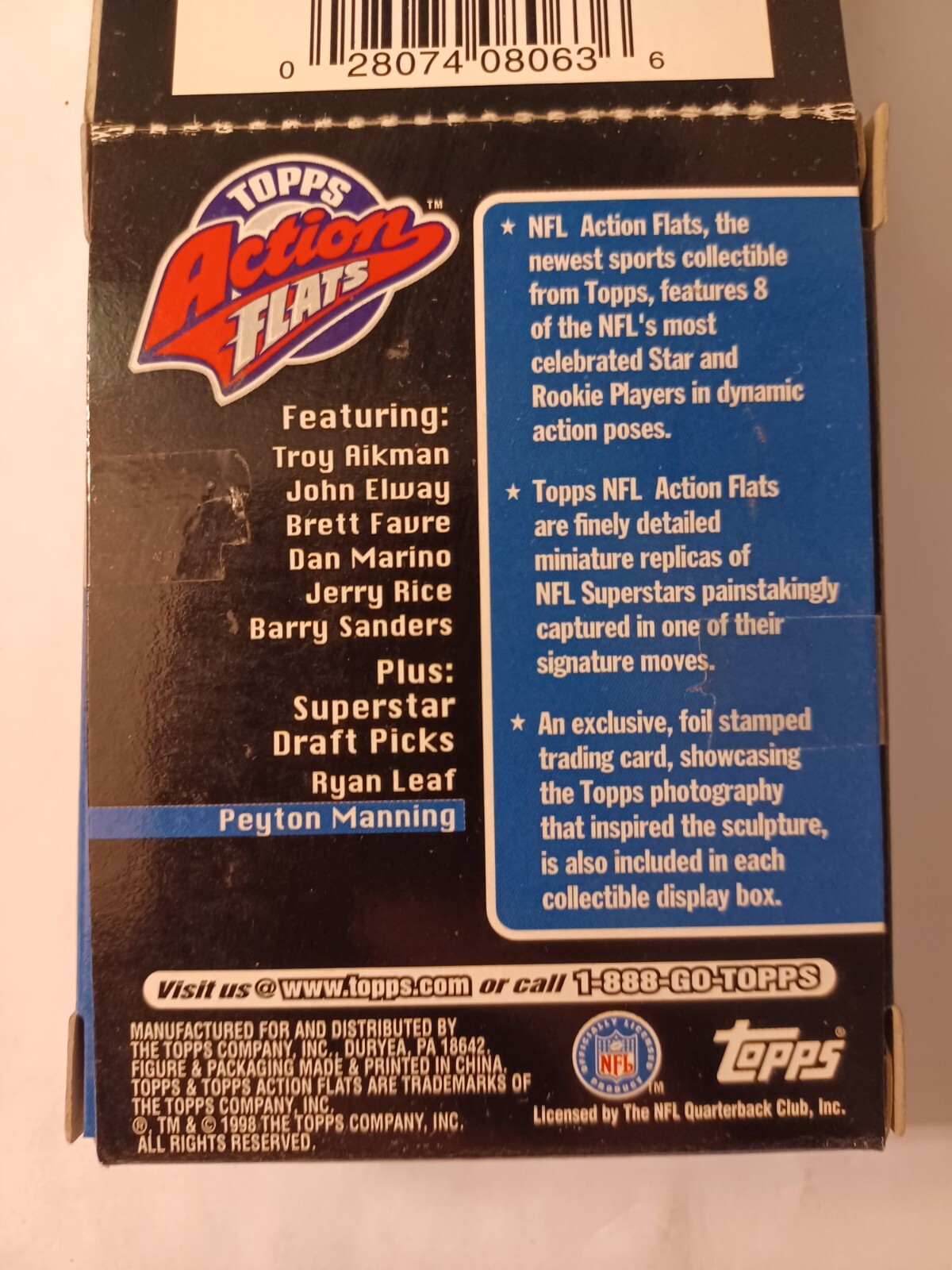 Topps Action Flats (Pair) 1998 Peyton Manning & 1999 Randy Moss (Unopened)