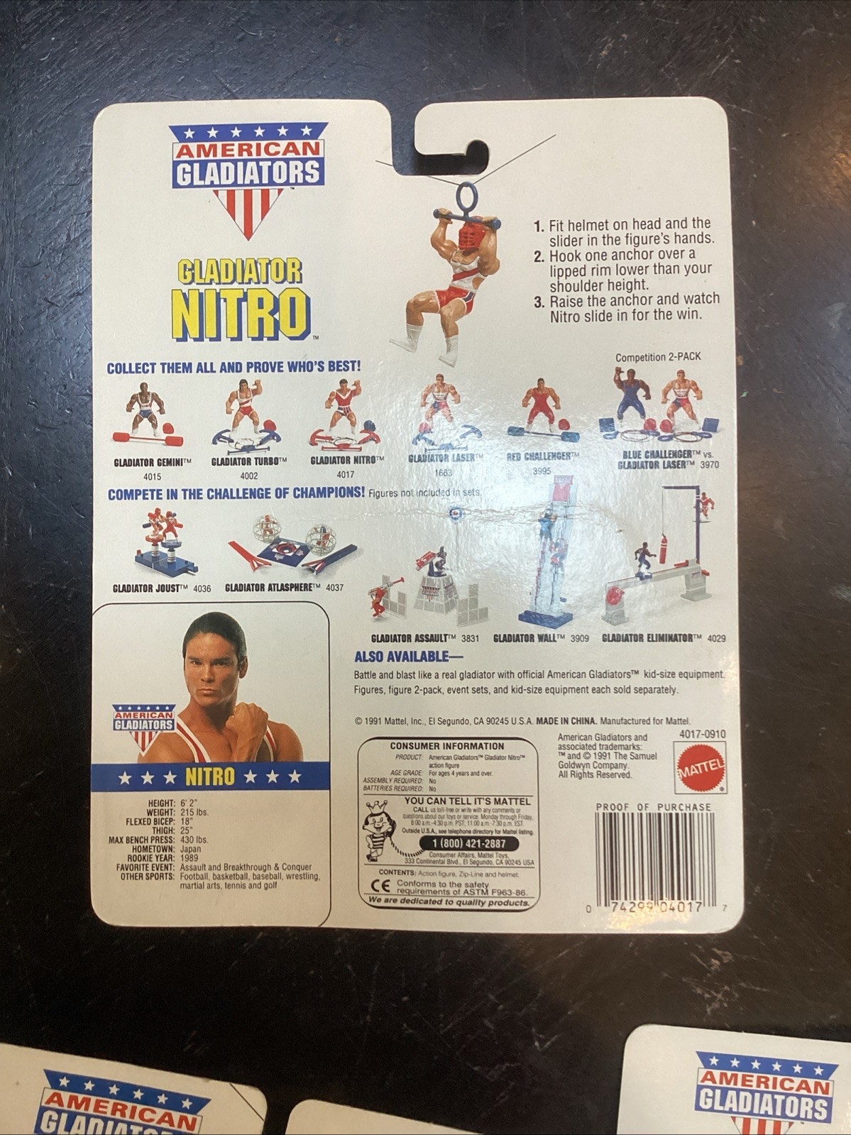 Lot 3 Laser Nitro Red Challenger American Gladiators Action Figure 1991 Mattel