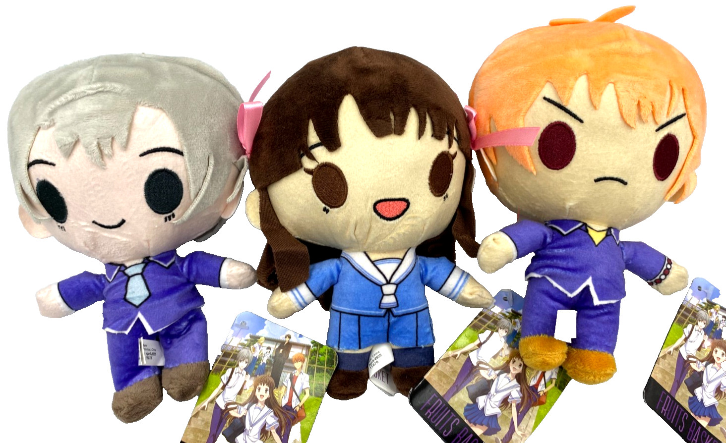 Set of 3 Plush Toys Fruits Basket Anime Crunchyroll Tohru, Yuki, Kyo 7 inch New