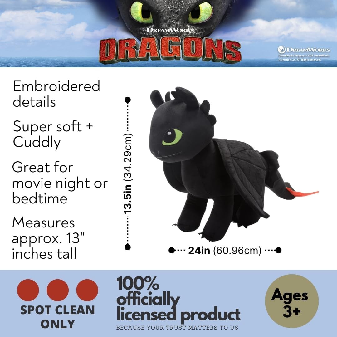 Toothless Plush Cuddle Pillow Buddy – 24×13 inches – A DreamWorks Collectible