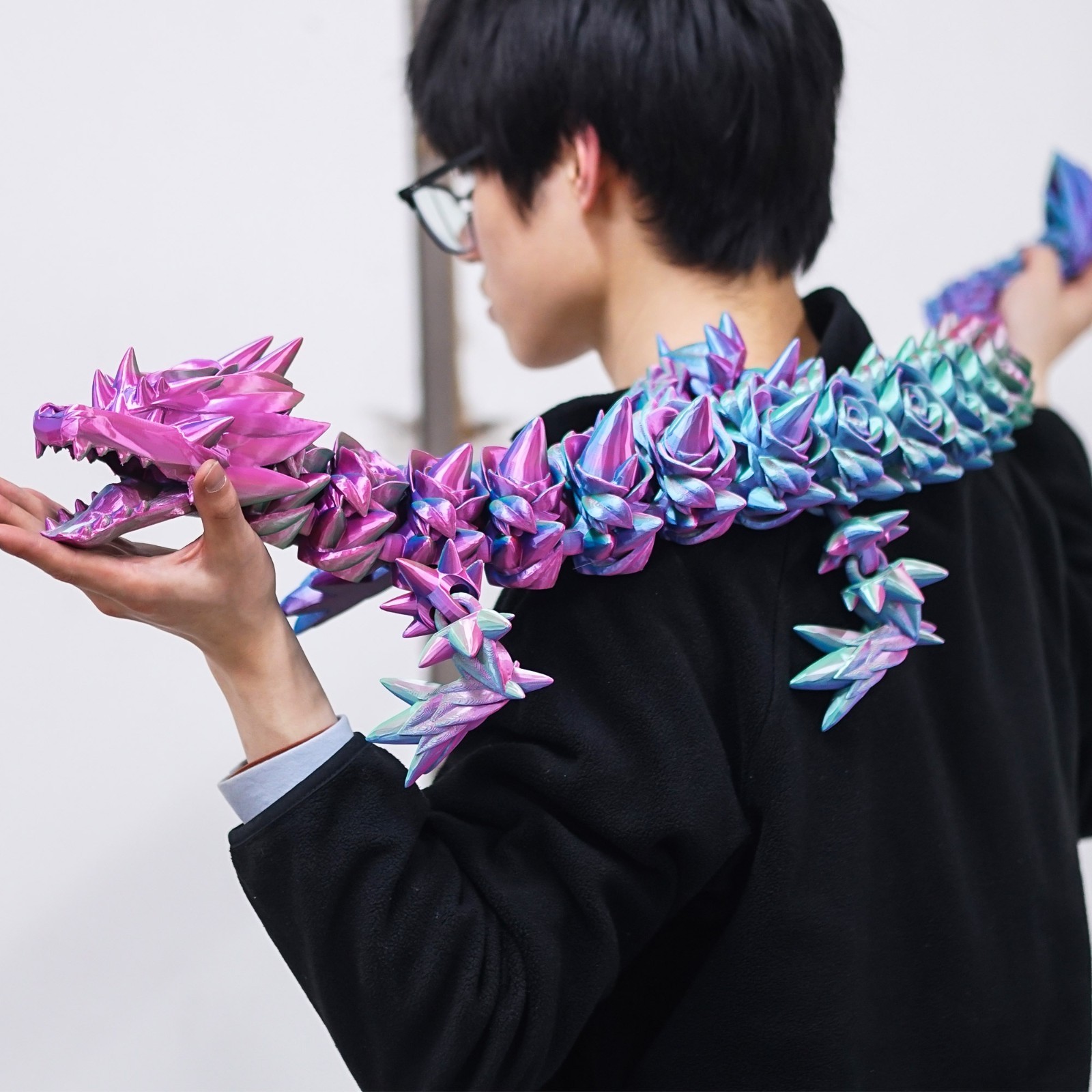 47.5inch 3D Printed Rose Dragon Model,Articulated Animals figure,Toys Home Decor