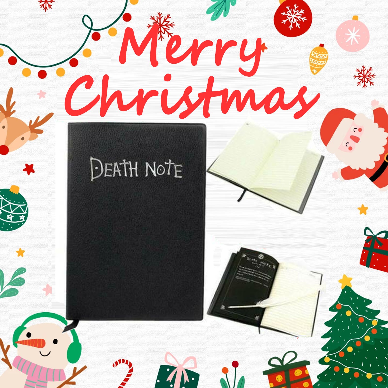 Goldenvalueable Anime Death Note Cosplay Notebook with Feather Pen and Bookmark