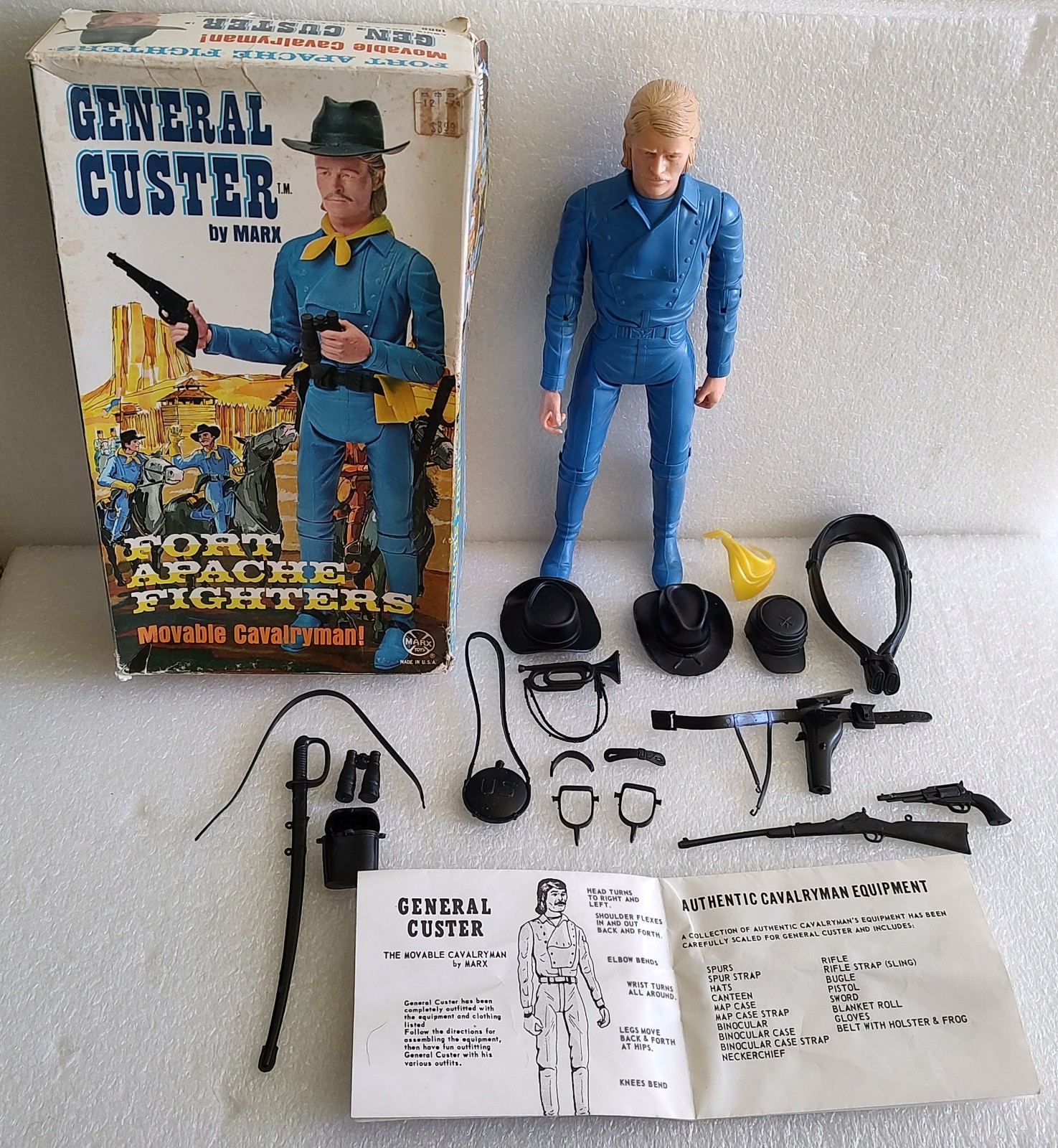 VINTAGE 1970s MARX FORT APACHE FIGHTERS GENERAL CUSTER CAVALRYMAN w/BOX 1866