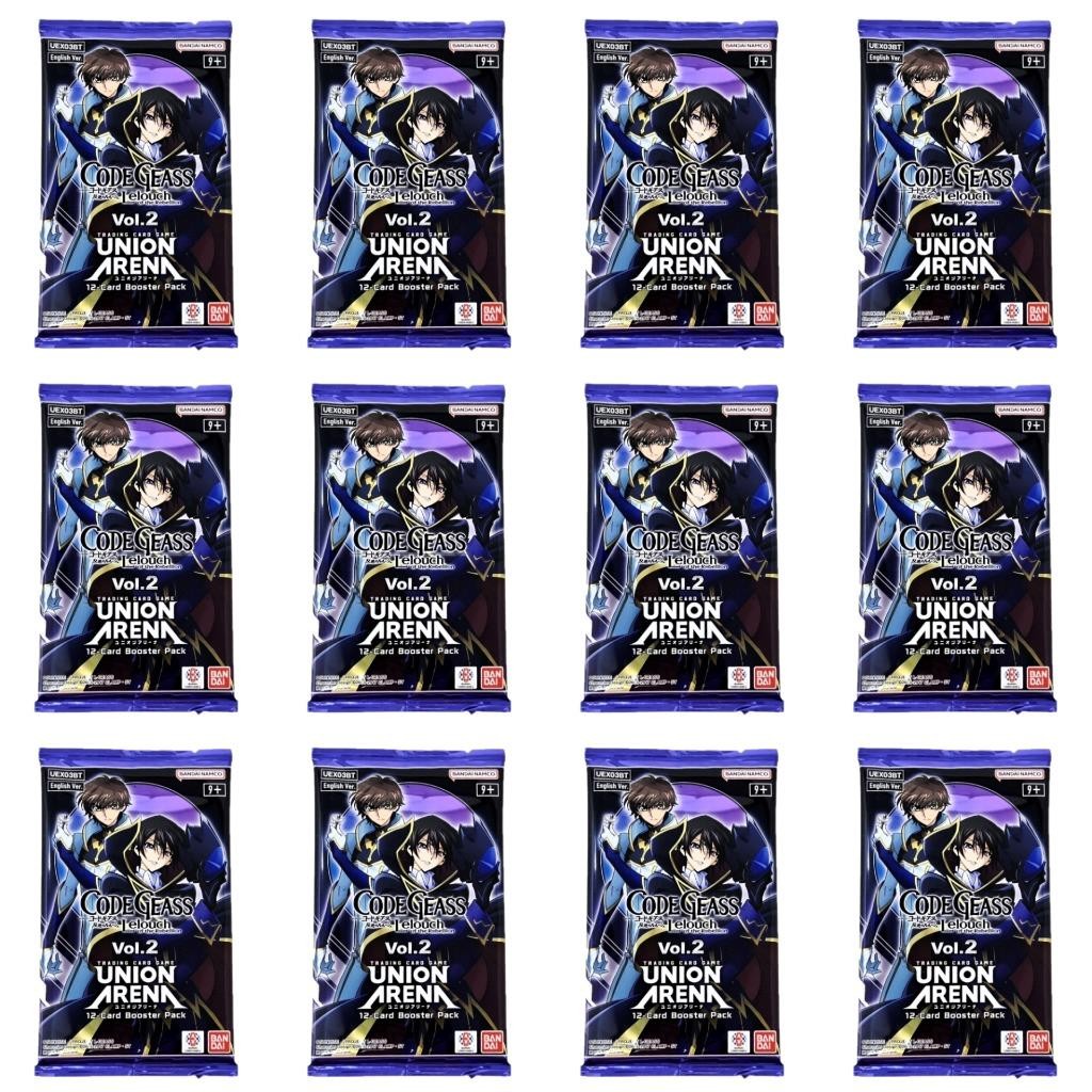 Code Geass Vol 2 Union Arena Trading Card Game – Lot of 12 New Booster Packs