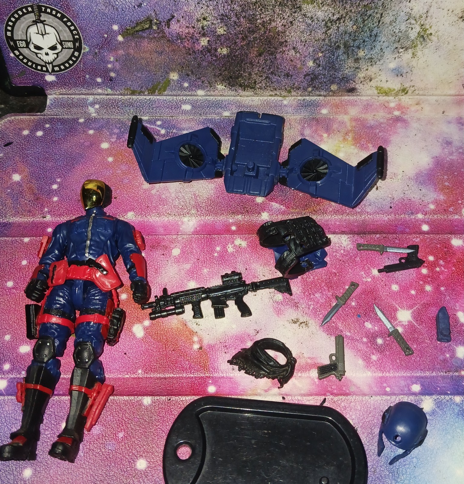 THIS IS A MARAUDER TASK FORCE FIGURE 3.75 GIJOECOBRA BLUE « RIP IT « 