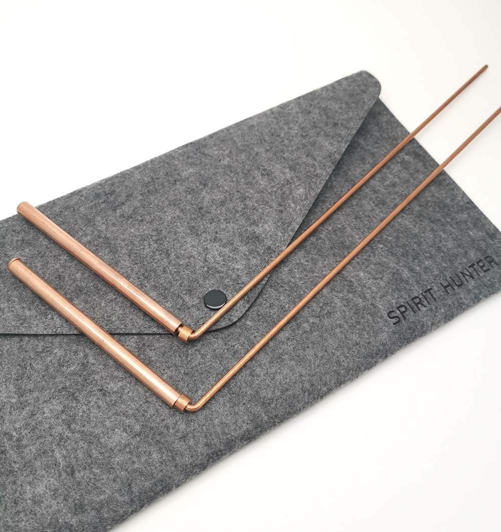 99.9% Copper Dowsing Rod- 2PCS Divining Rods with Bag – Detect Gold, Water, Ghos