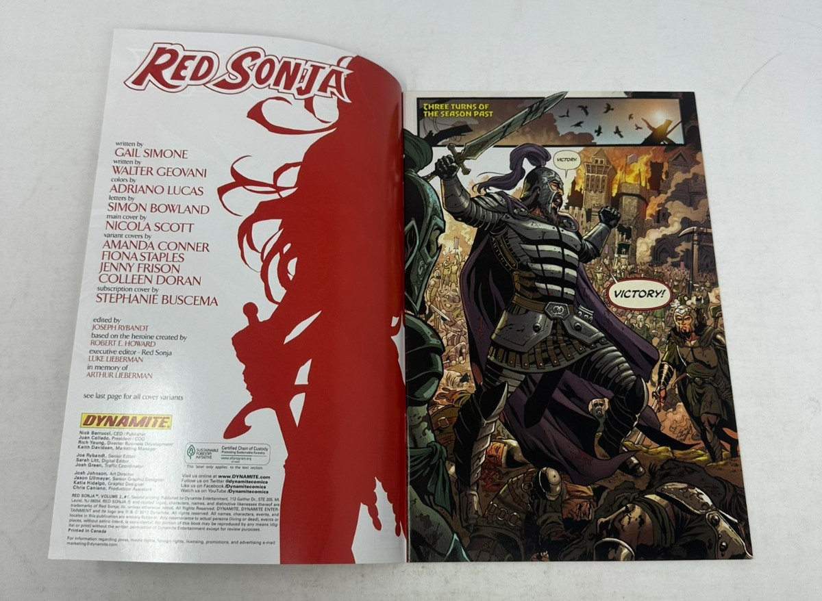 Red Sonja 1 Dynamite 2013 Gail Simone [NM] 2nd Print Jenny Frison Cover