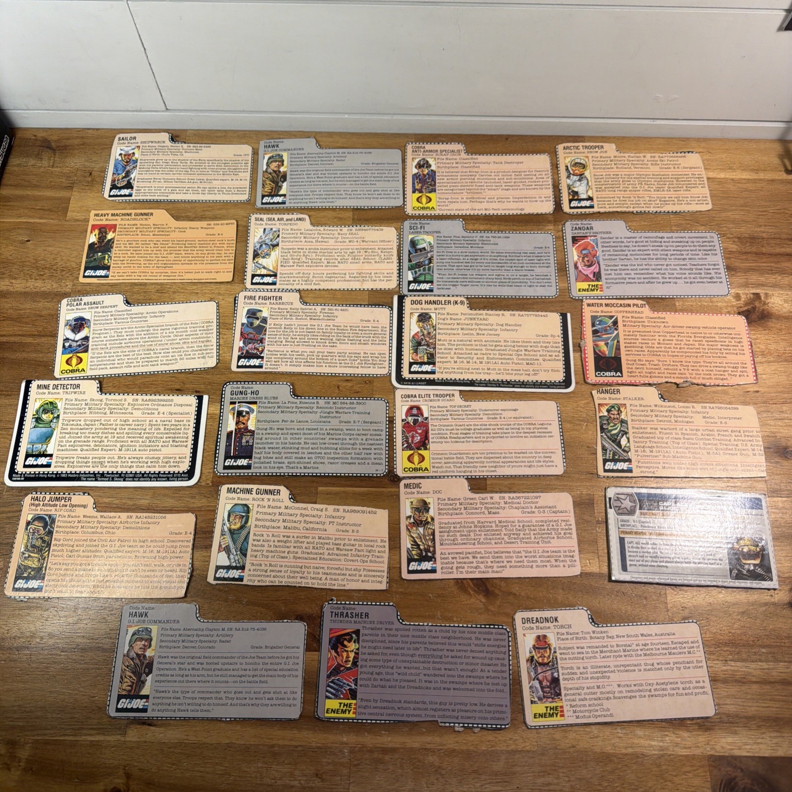 Mostly Vintage GI Joe Hasbro File Cards Lot Of 23 Some nice ones! Ships Fast!