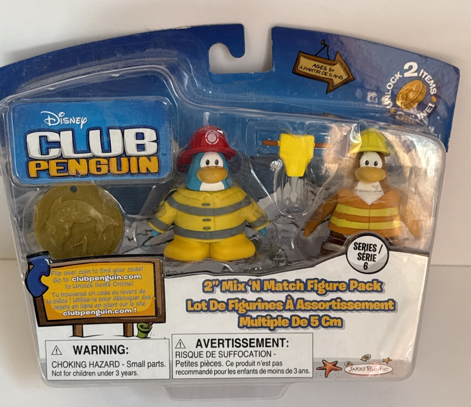 NEW Disney Club Penguin Construction Worker Firefighter Mix N Match Figure Pack