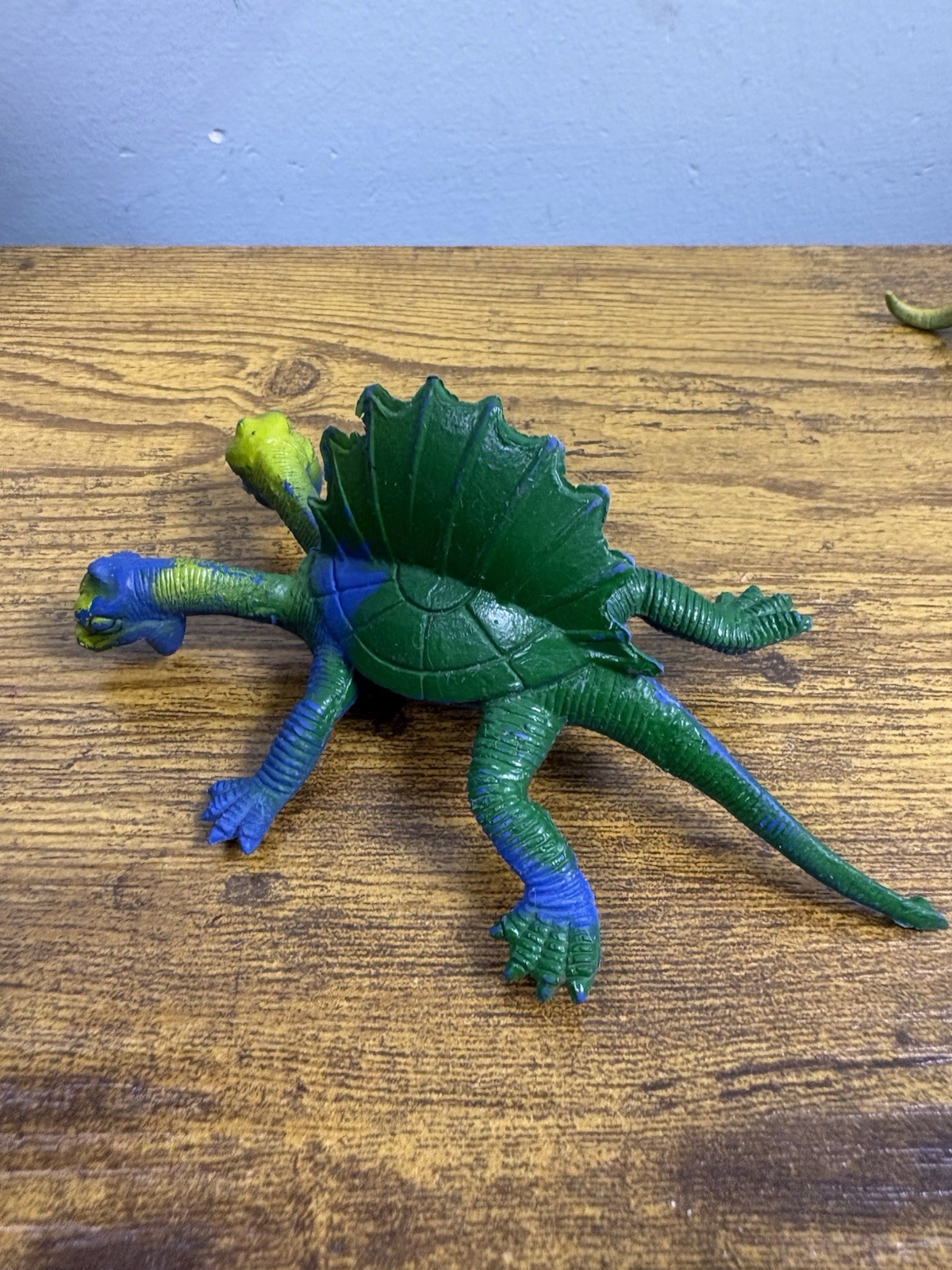 Dor Mei Double Headed Turtle Monster Figure Rubber Blue Green Fantasy Dragon