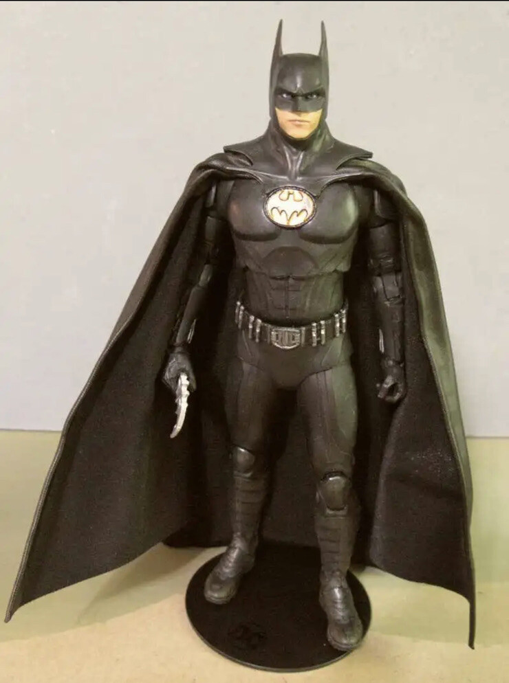Custom Batman Returns Mcfarlane 1989 Keaton Leather Wired Cape 1/10 NOT fIGURE