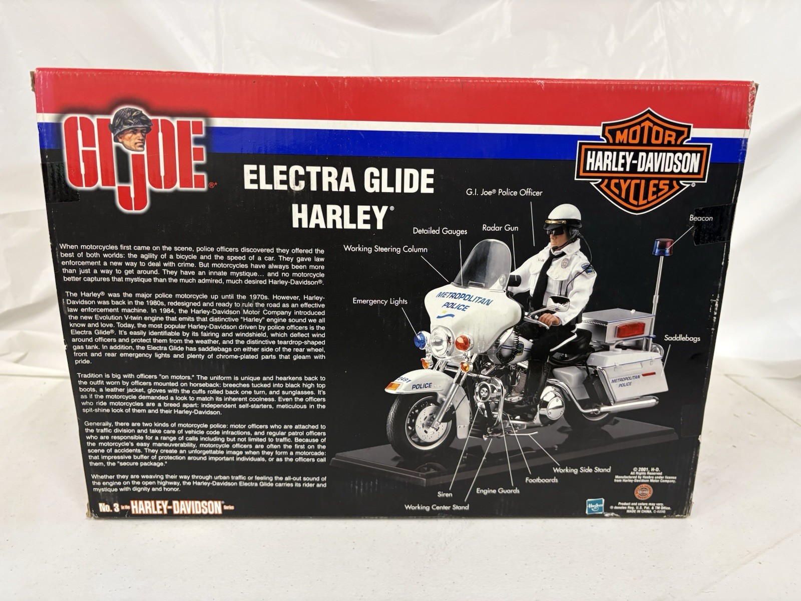 2001 HASBRO 12&Prime; GI JOE ELECTRA GLIDE #3 IN THE HARLEY-DAVIDSON SERIES NEW IN BOX