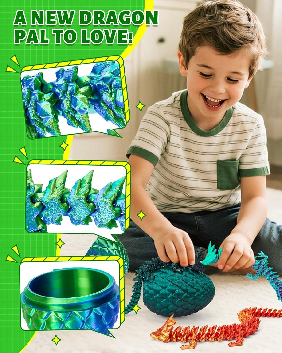 12-Inch Crystal Dragon Inside 4.53-Inch Egg – Perfect Interactive Toy for Kids