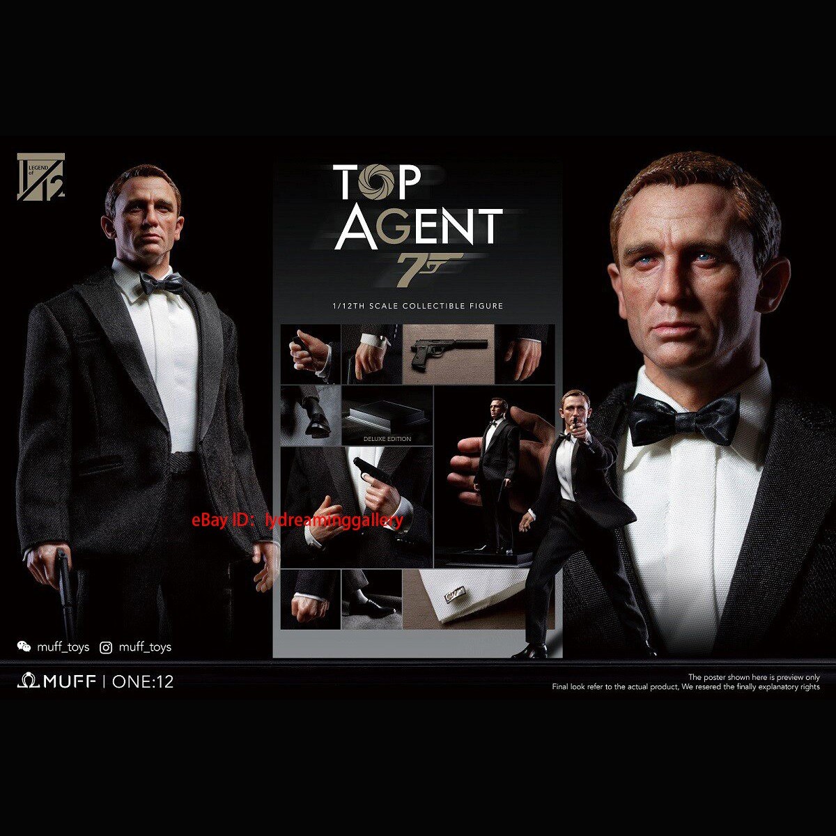 Muff Toys Top Agent 007 James Bond 1/12 Limited Action Figure Deluxe Edition