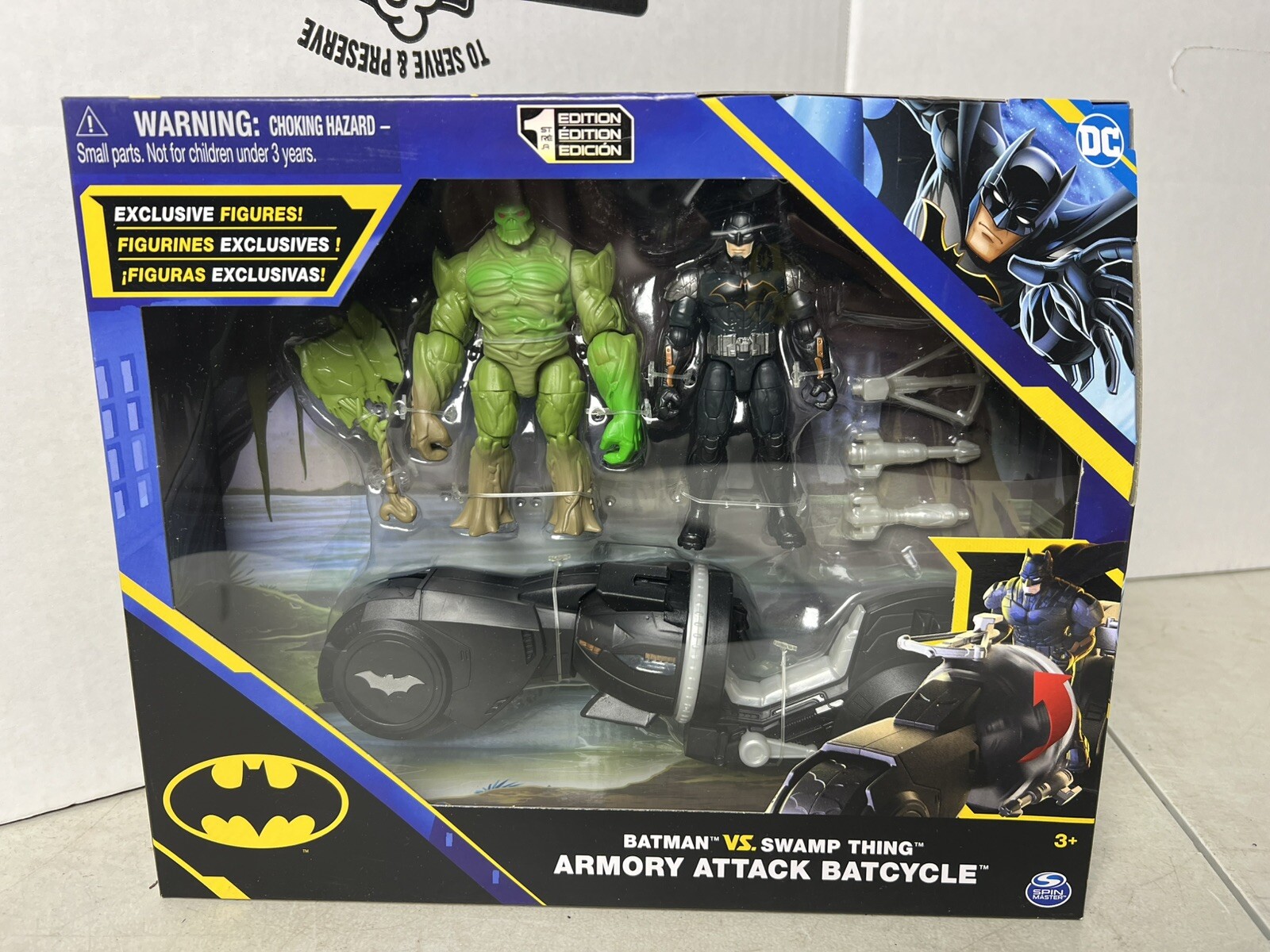 Spin Master DC Batman vs Swamp Thing & Attack Batcycle Set NEW 2021 Comic Movie