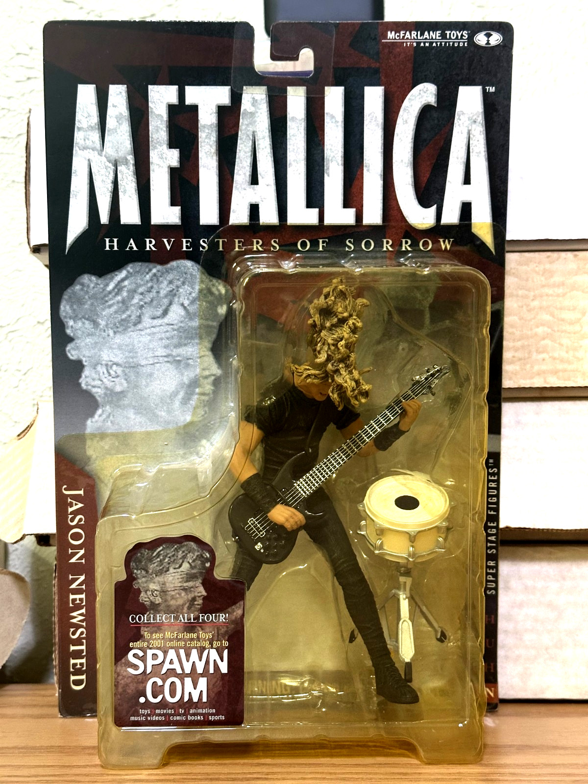 2001 McFarlane Toys METALLICA HARVESTER OF SORROW Jason Newsted Bass Guitar Fig