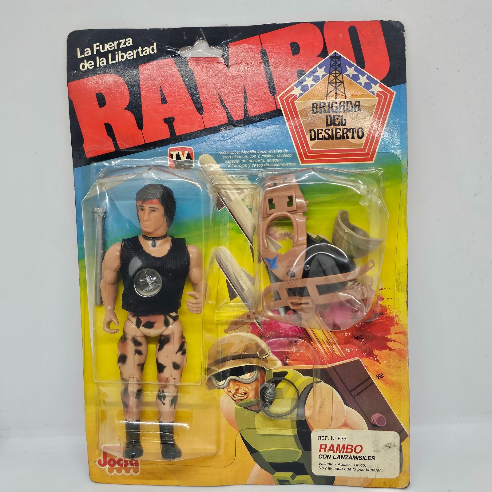 VINTAGE RAMBO WITH MISSILE LAUNCH JOCSA 1989 DESERT BRIGADE VARIANT RARE
