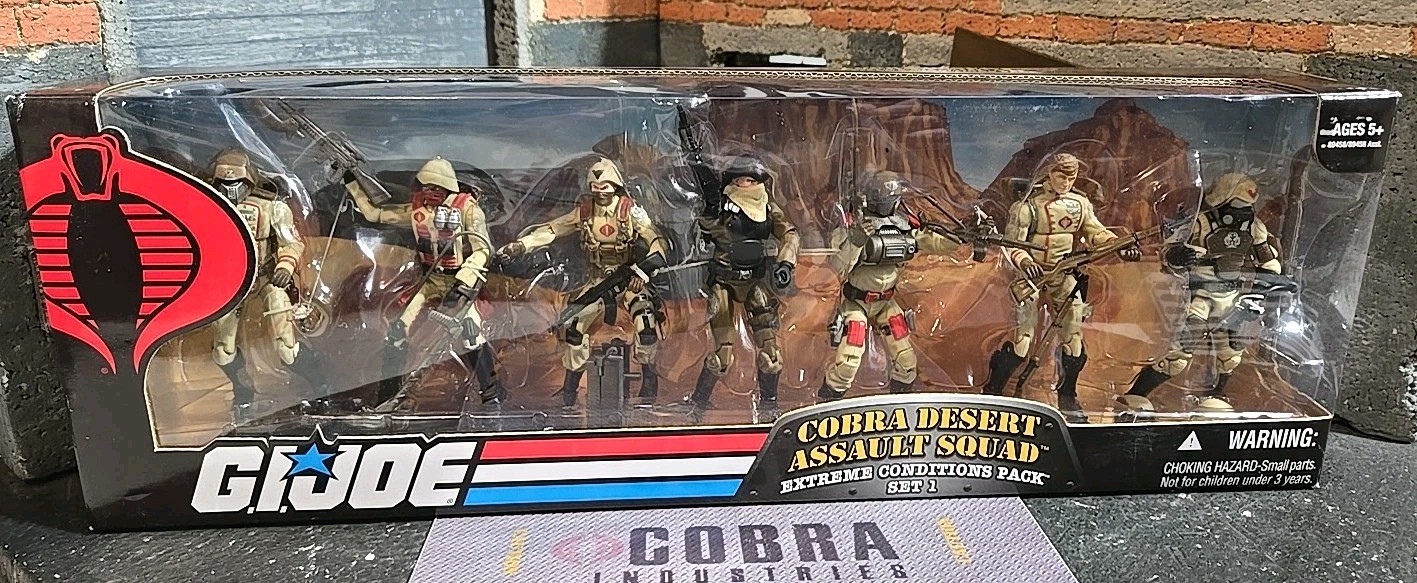 GI JOE ~ 2008 DESERT ASSAULT 7 FIGURE BOX SET MISB MAJOR BLUDD,TROOPER, OFFICER