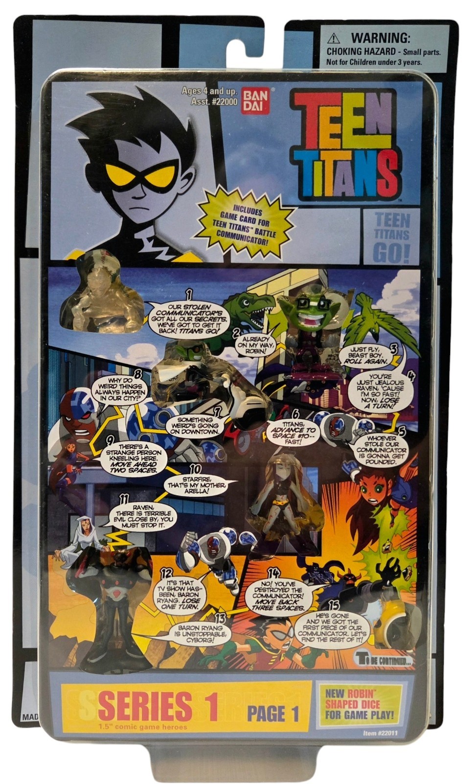 Series 1 Page 1 Teen Titans Go Comic Book Heroes 1.5 Inch Rare Blue Card Back